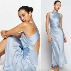 Reformation Casette Silk Dress - blue horizon - size 2